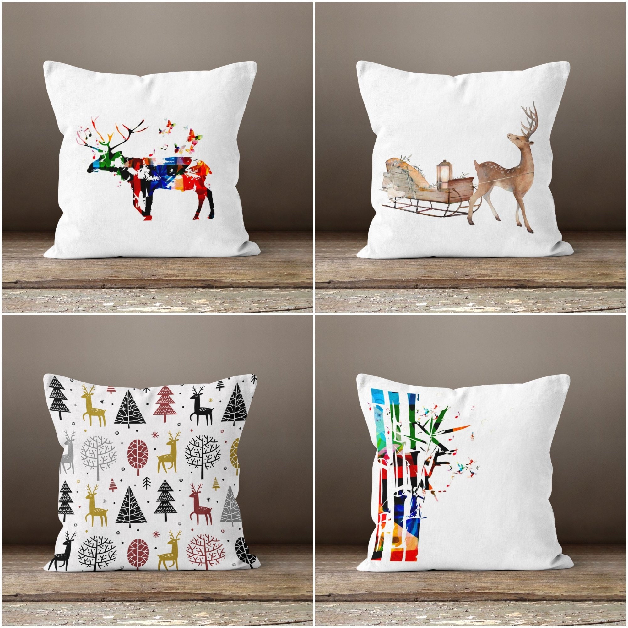 Mancheng-zi Rustic 18x18 Inch Pillow Cover - Deer & Mountain Hunting Theme For Cabin Decor - View #7