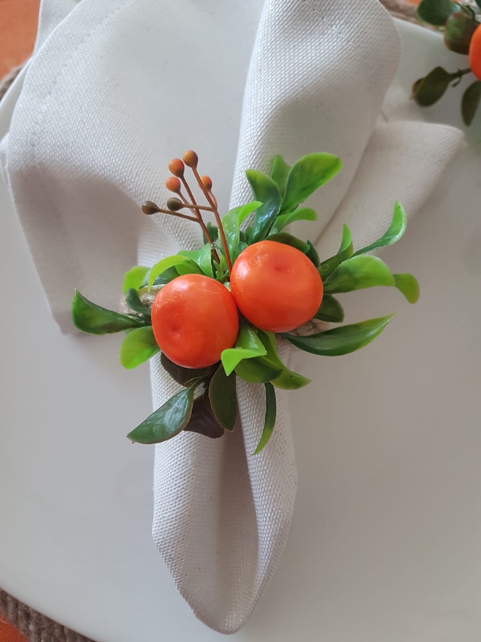 Faux Mandarin Napkin Ringfloral Tangerine Napkin Etsy