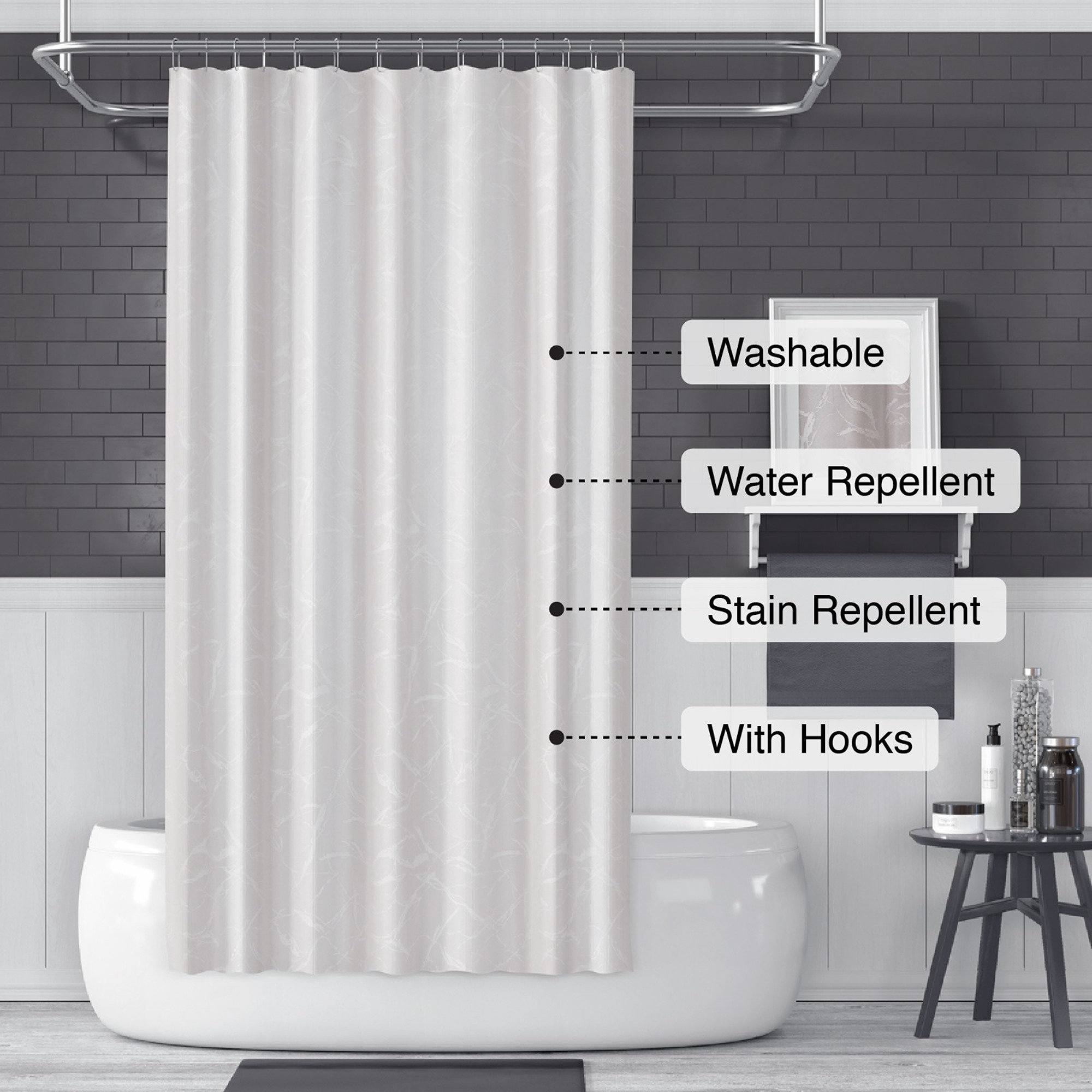 Stoff-Duschvorhang Mit Ozean-Design – Wasserdicht, 183x183 Cm, Inkl. 12 Haken