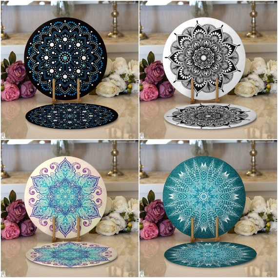Tiled Mandala Placematset of 2 Tiled Mandala Supla Table Etsy