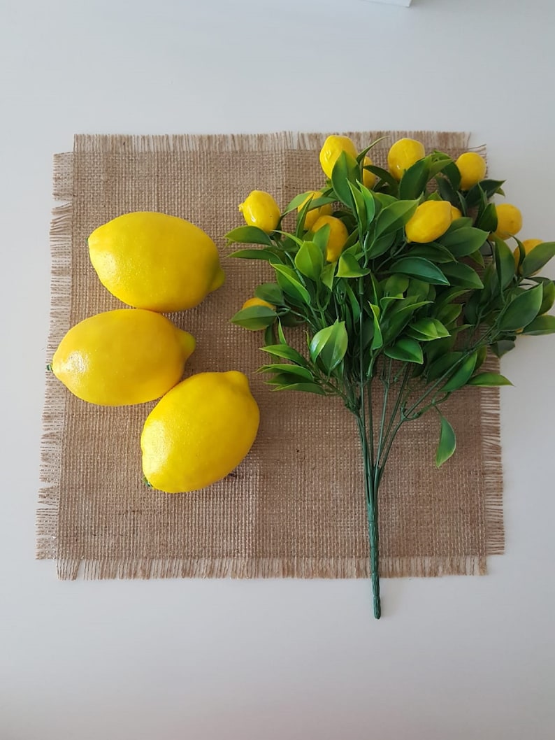 Ensemble de Faux Citrons Bouquet de citron et 3 citrons Jaune Etsy