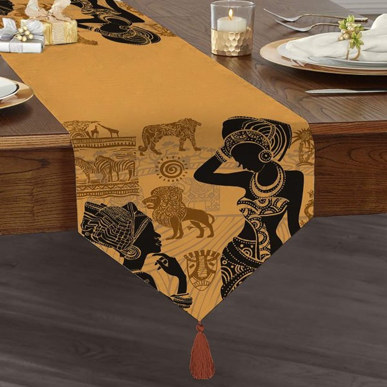 Personalized Beautiful Black Girl Tablecloth - Women of Africa Design DT02