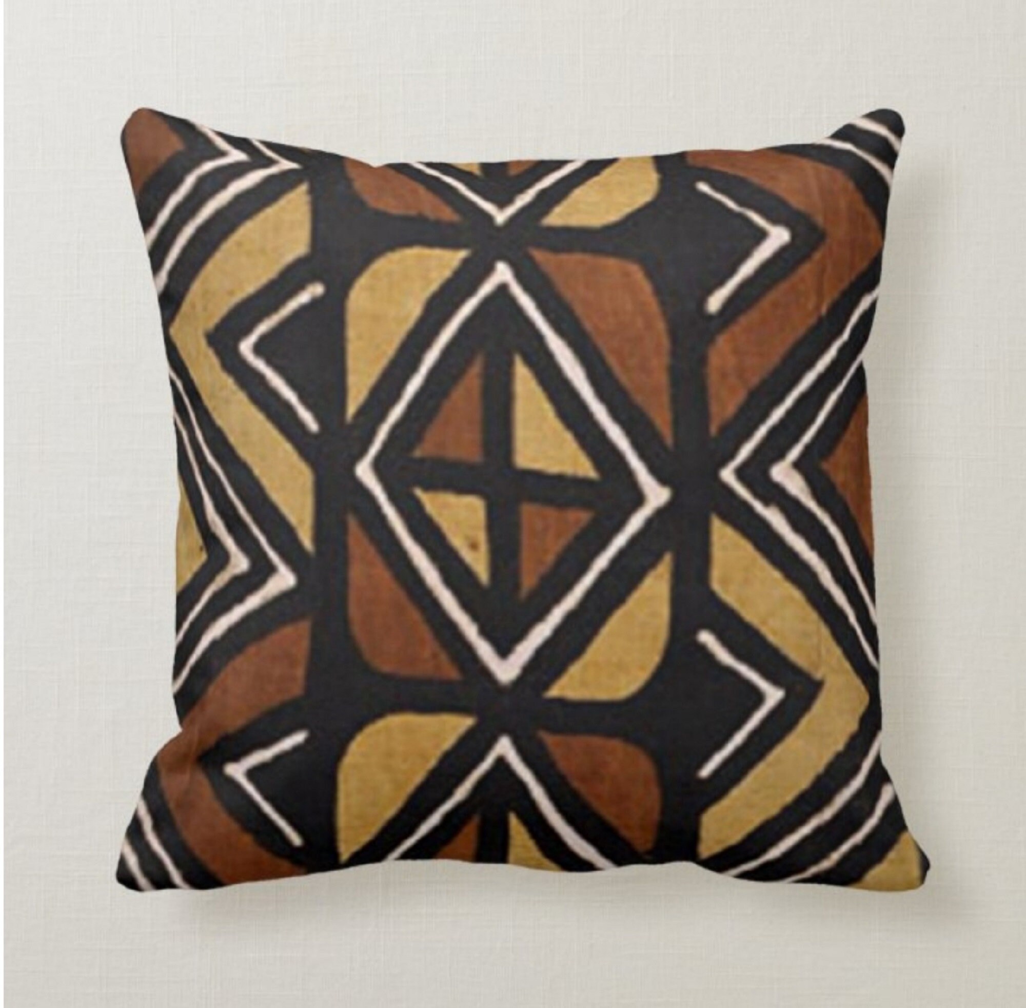 Geometric Western pattern - Dark Earth colours Throw Pillow by Suneldesigns