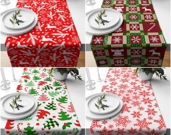 Christmas Table Runners|Winter Trend Table Runner|Snowflake Xmas Deer and Tree Decor|Xmas Trend Table Decor|Xmas Tree Runner|Winter Tabletop