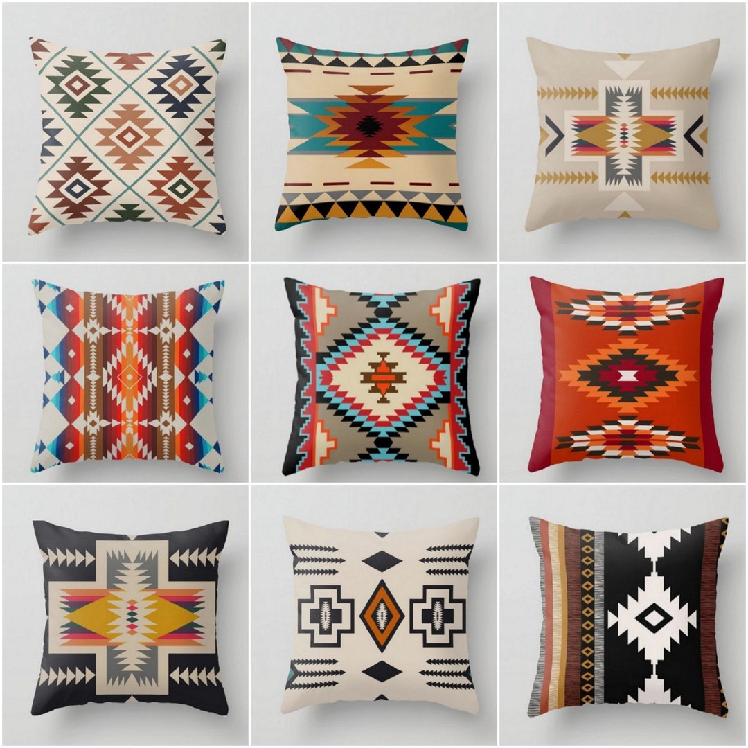 Geometric Western pattern - Dark Earth colours Throw Pillow by Suneldesigns