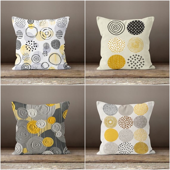 Yellow and outlet gray pillow covers