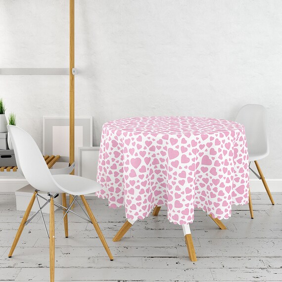 Tovaglia in vinile con retro in flanella a forma di cuori romantici