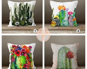 Cactus Pillow Cover|Cactus Cushion Case|Decorative Pillow Case|Boho Bedding Home Decor|Housewarming Gift|Floral Colorful Throw Pillow Case