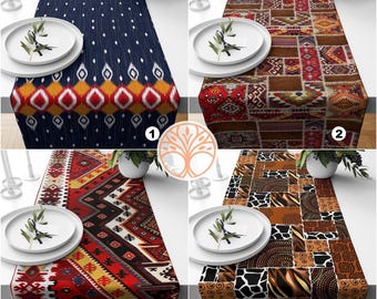 Rug Design Table Runner|Southwestern Table Runner|Aztec Home Decor|Turkish Kilim Table Decor|African Style Tablecloth|Ikat Table Runner