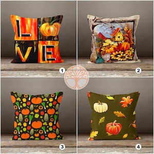 Fall Trend Pillow Cover|Pumpkin Love Throw Pillow|Autumn Cushion Case|Floral Pumpkin Home Decor|Housewarming Farmhouse Style Pillow Cover