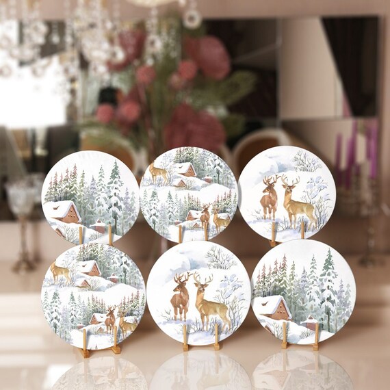 ABAKUHAUS Natale Tovaglietta Americana Set di 4, Babbo Deer