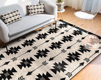 Rug Design Carpet|Farmhouse Southwestern Rug|Rustic Pattern Machine-Washable Non-Slip Mat|Aztec Fringed Anti-Slip Floor Mat|Ethnic Carpet