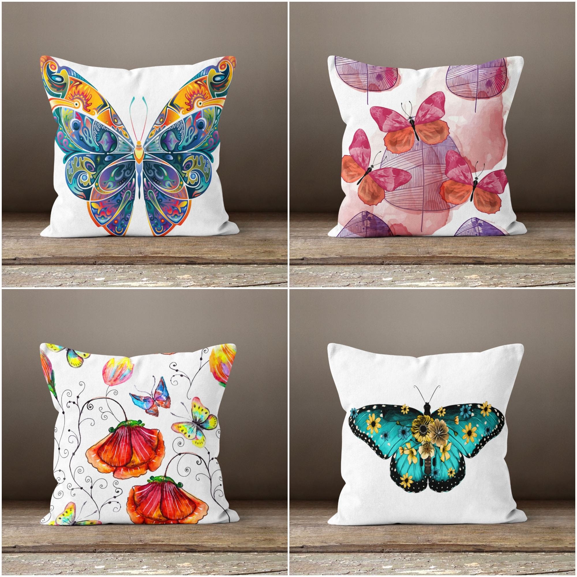 Butterfly Pillow Casebutterfly Print Cushion Coverdecorative - Etsy Canada