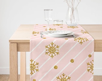 Snowflake Table Runner|Winter Trend Table Top|Snowflake Home Decor|Xmas Table Decor|Farmhouse Style Tablecloth|Christmas Kitchen Decor