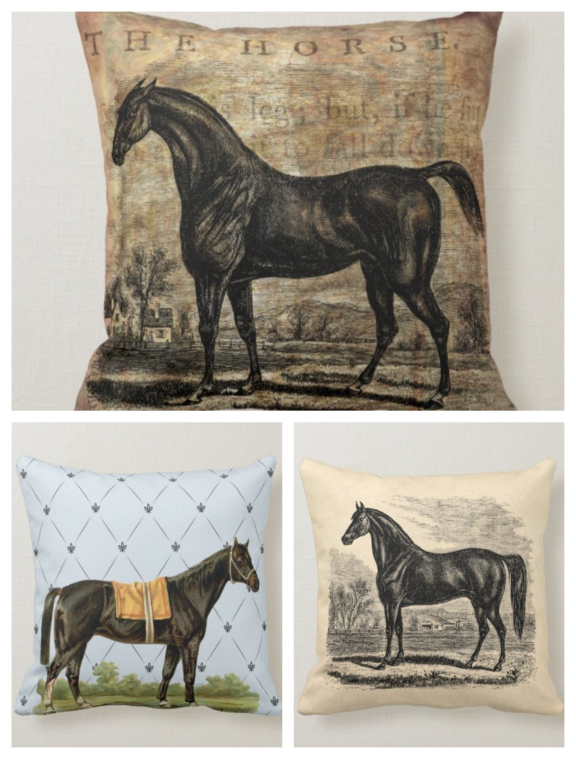 Animal Horse Linen Pillowcase Household Linen Fabric Sofa Cushion Pillow Covers 