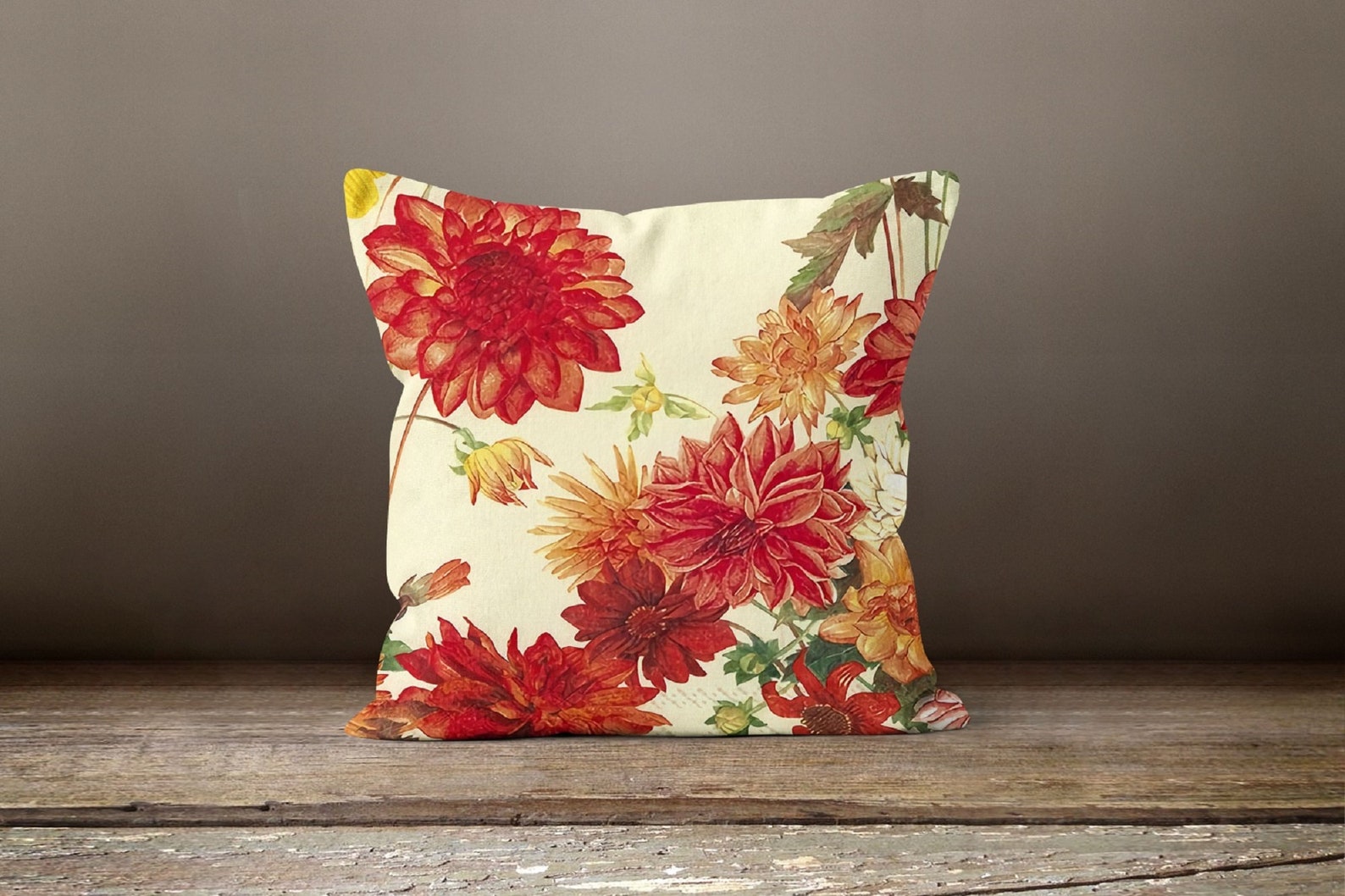 Red Floral Pillow Coverpink Summer Cushion Casedecorative Etsy