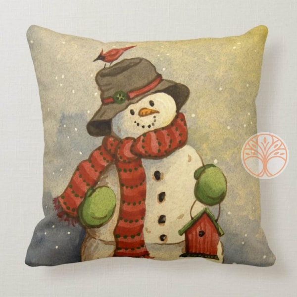 Winter Trend Pillow Cover|Cute Snowman Decor|Winter Throw Pillow Case|Outdoor Snowflake Pillow Top|Housewarming Decorative Let It Snow Decor