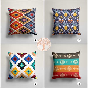 Funda de almohada con diseño de alfombra/Estampado étnico colorido para decoración del hogar/Funda de cojín decorativa estilo suroeste/Funda de almohada geométrica para exteriores estilo casa de campo