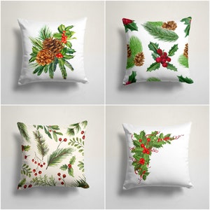 Federa per cuscino Winter Trend/Federe per cuscino a forma di pigna/Federe per cuscino natalizie con aghi di pino decorativi e bacche rosse/Cuscino da tiro natalizio