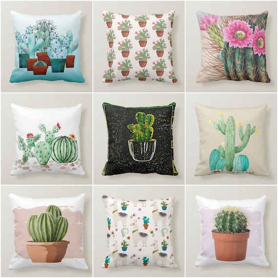 Cactus Pillow Cover|cactus Cushion Case|personalized Succulent Pillow|boho  Bedding Home Decor|housewarming Floral Cactus Throw Pillow Case - Etsy
