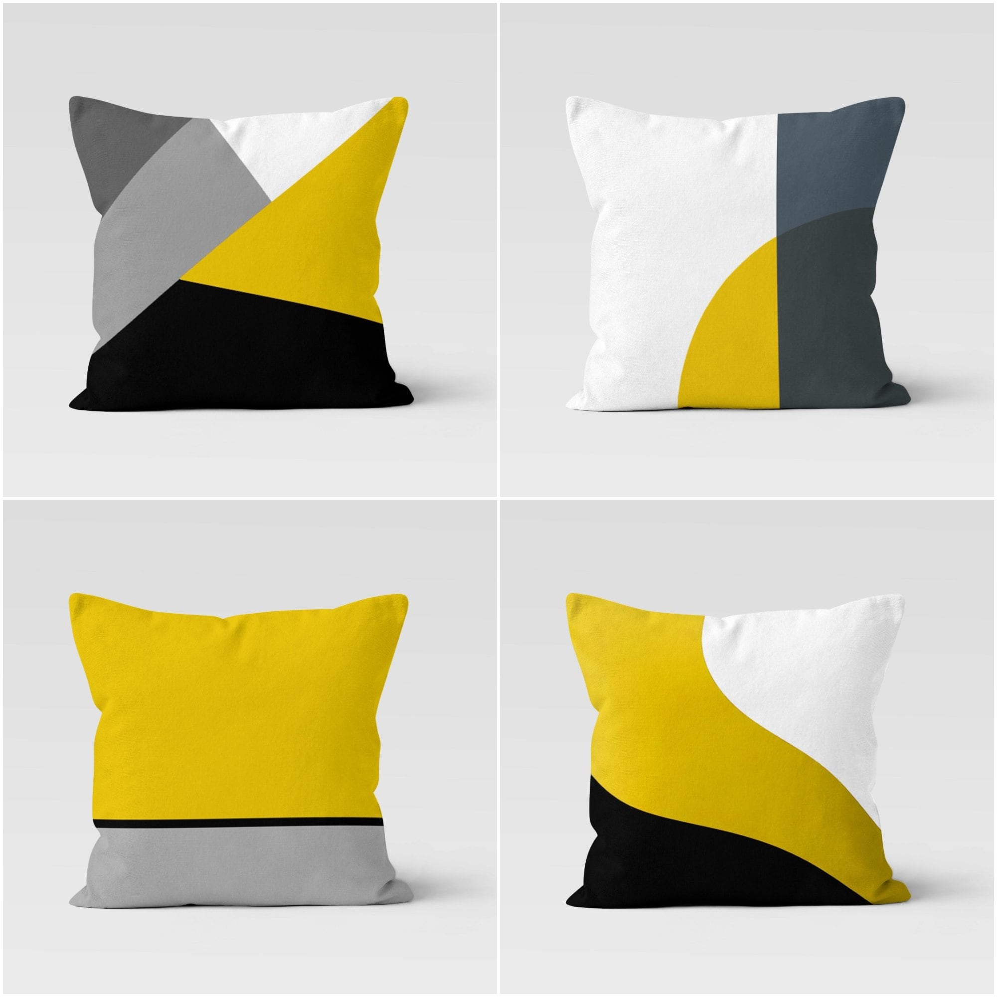 Abstract Geometric Pillow Coverblack Yellow Gray Cushion