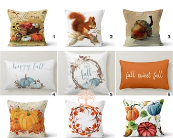 Fall Trend Pillow Covers|Autumn Cushion Case|Orange Leaves Throw Pillow|Happy Fall Home Decor|Housewarming Farmhouse|Thanksgiving Pillow