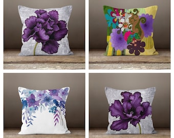 purple floral pillows