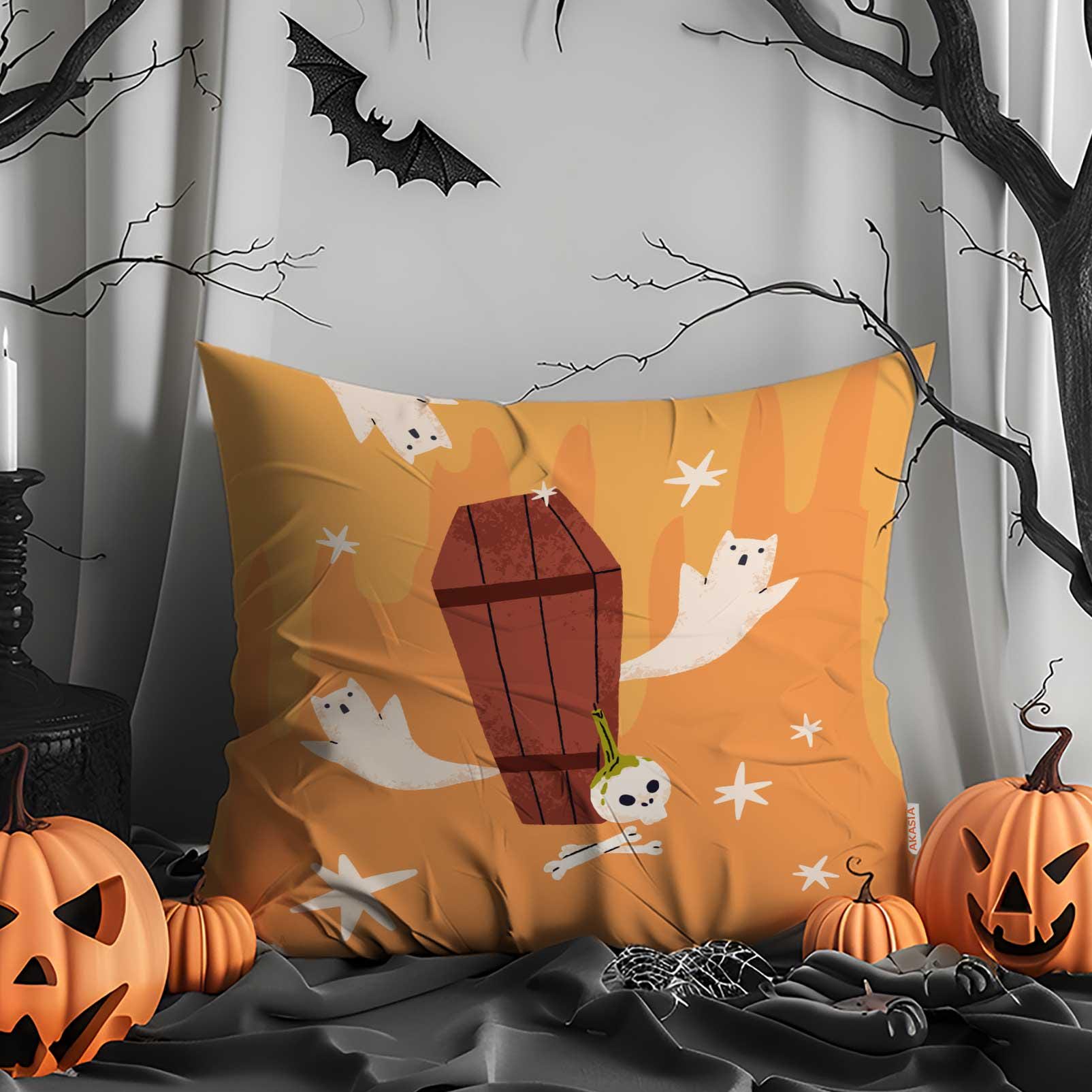 Lot De 4 Coussins De Canapé Halloween Housses De Coussin Halloween En Lin Noir Et Blanc Imprimé