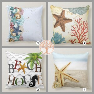 Beach House Pillow Case|Navy Marine Pillow Cover|Decorative Coastal Cushions|Coastal Throw Pillow|Blue Starfish Home Decor|Nautical Decor