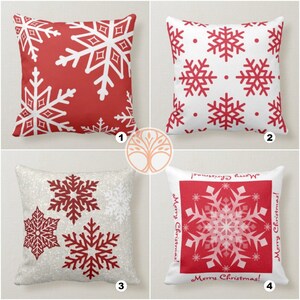 Christmas Pillow Cover|Xmas Snowflake Throw Pillow Top|Decorative Winter Pillow Case|Red Xmas Home Decor|Xmas Gift Ideas|Winter Trend Pillow