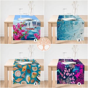 Camino de mesa playero de gamuza de alta calidad con criaturas marinas, mantel costero, decoración náutica para exteriores, decoración de casa de playa