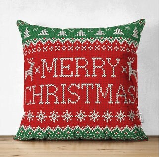 Set of 4 Christmas Pillow Coversmerry Xmas Cushion Casexmas Deer, Xmas Tree  and Snowflake Print Pillow Topplaid Winter Trend Pillow Sham 