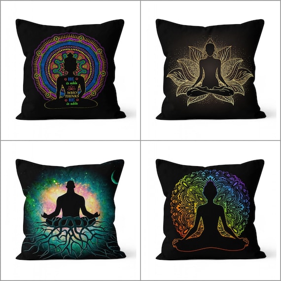 Fodera per cuscino da meditazione/Fodera per cuscino yoga dorata/Donna  spirituale e uomo che fanno yoga/Fodera per cuscino decorativa/Federa per  cuscino Boho -  Italia