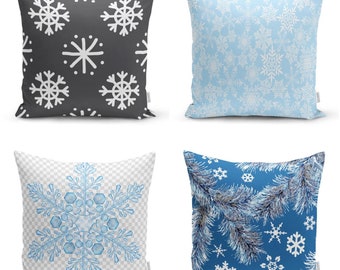 Snowflake Cushion Cover|Decorative Xmas Porch Cushion Case|Winter Throw Pillowcase|Geometric Sofa Pillow Cover|Christmas Outdoor Pillow Case