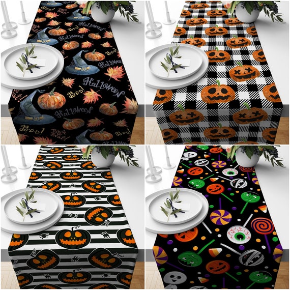 Halloween Table Runnerscary Pumpkin Themed Table Topwitch 