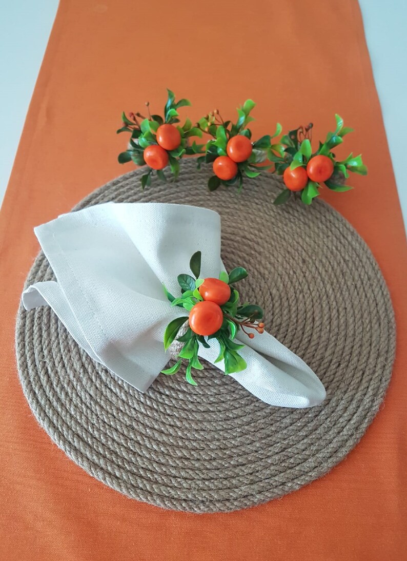 Faux Mandarin Napkin Ringfloral Tangerine Napkin Etsy