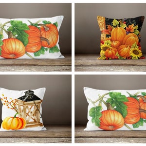 Fall Trend Pillow Cover|Autumn Girl Cushion Case|Orange Pumpkin Throw Pillow|Halloween Home Decor|Housewarming Sunflower Welcome Pillow Top