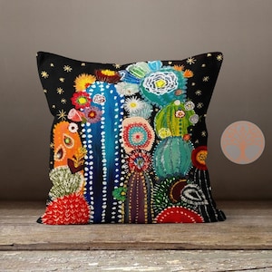 Housses de coussin cactus| Taie de coussin cactus|Taie d'oreiller décorative|Décoration de literie bohème|Idée cadeau de pendaison de crémaillère|Taie d'oreiller floral cactus
