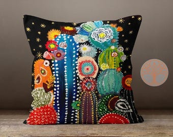 Cactus Pillow Covers| Cactus Cushion Case|Decorative Pillow Case|Boho Bedding Decor|Housewarming Gift Idea|Floral Cactus Throw Pillow Case