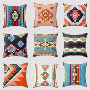 Funda de cojín con estampado de alfombra/Almohadón decorativo azteca/Cojín color ladrillo/Almohadón estilo suroeste terracota/Funda de almohada étnica/Funda de cojín geométrica