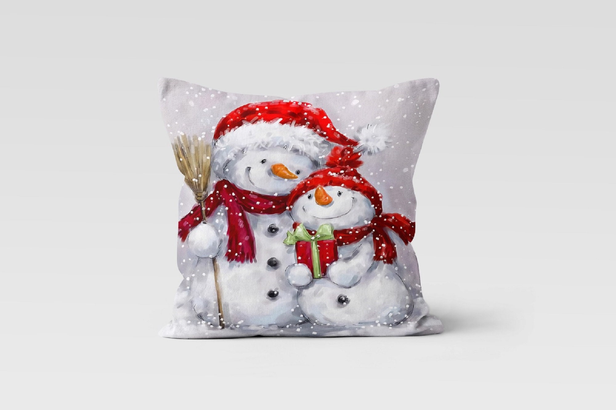 Snowman Couple Filled Pillow with Insert, Cute Christmas Xmas Square T –  Starcove Fashion