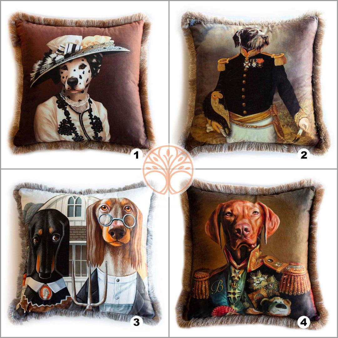 Royal Dog Pillow Coverfrilly Funny Dog Cushion Casepet Costume Pillowcasedecorative Animal Throw Pillow Coverpet Portrait Cushion Case Etsy Canada