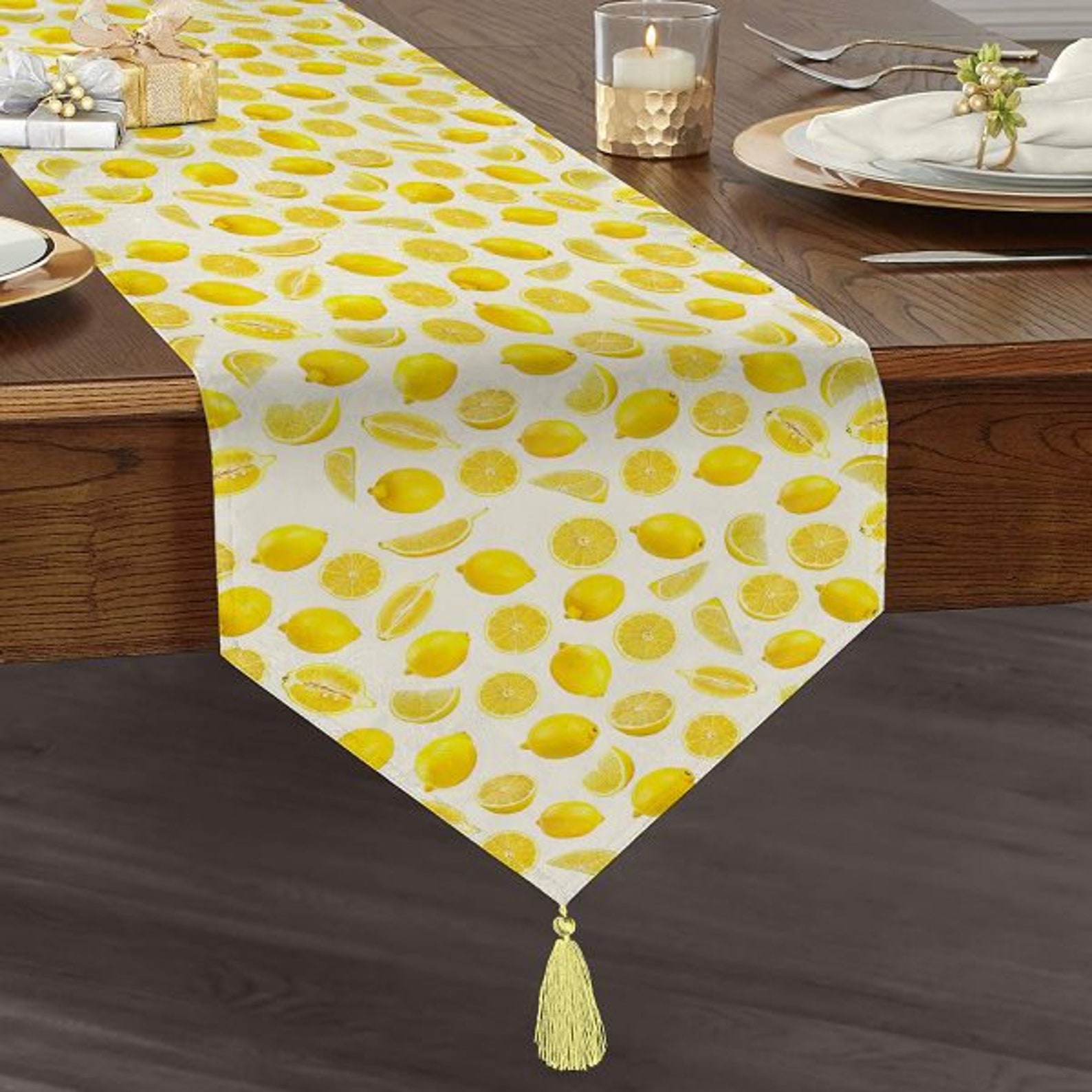 Lemon Placemat & Table RunnerFloral Lemon Table TopSet of 2 Etsy