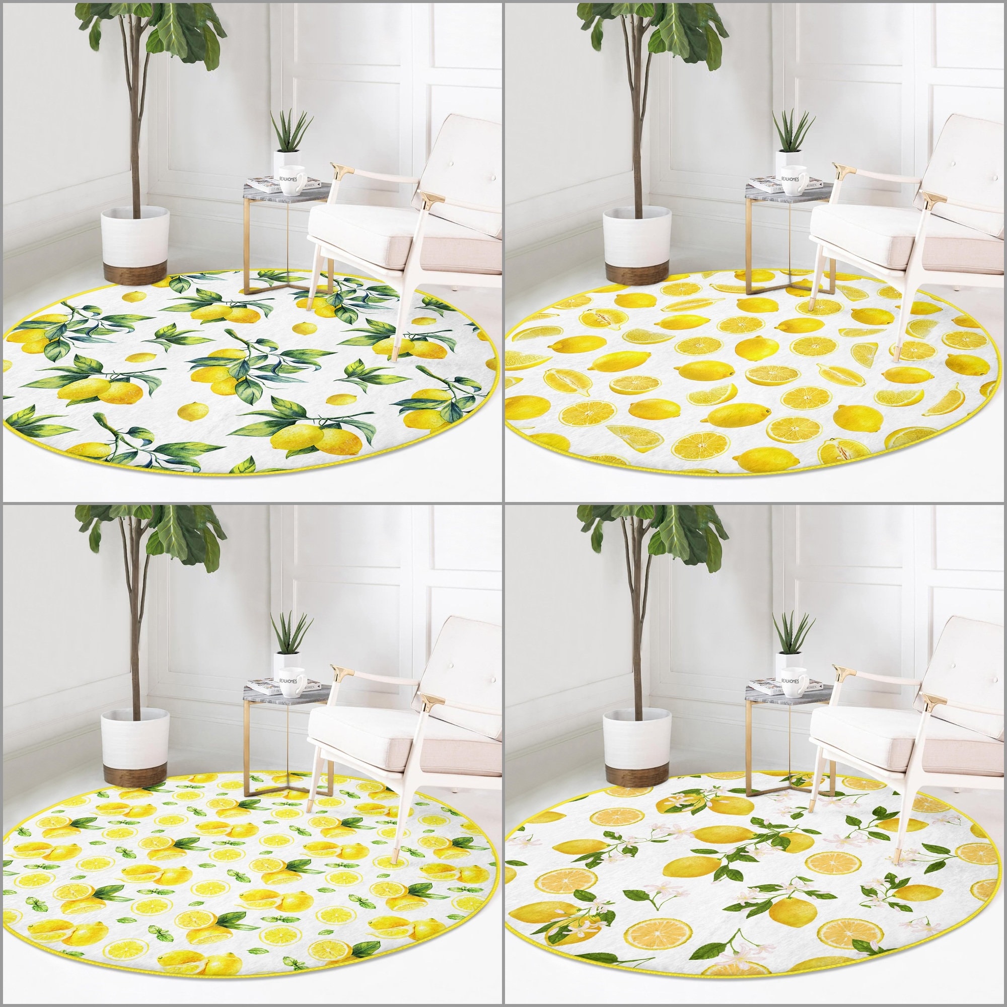 Mloabuc Yellow Lemon Decorative Kitchen Mats Set of 2, Anti