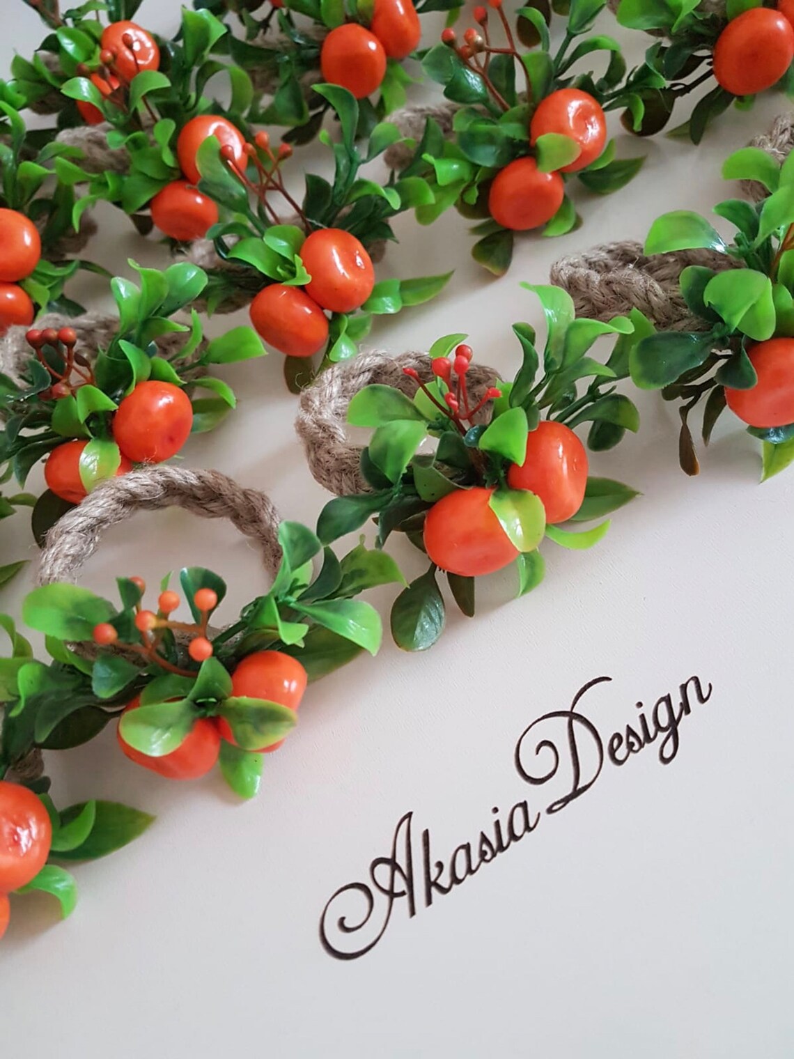 Faux Mandarin Napkin Ringfloral Tangerine Napkin Etsy