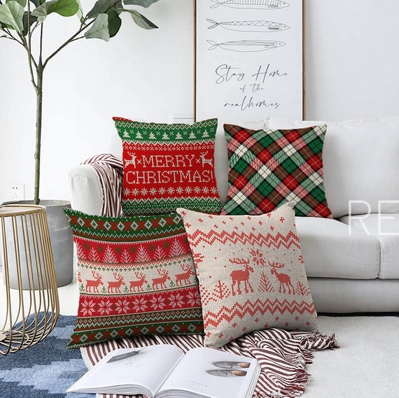 Christmas Pillow Covers Soft Canvas Christmas Winter Snowflake Style  Embroidery Throw Pillows Covers Bed Sofa Cushion Pillowcases for Kids  Bedding 1 Pair 