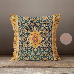 Funda de almohada estilo suroeste / Funda de almohada con diseño de alfombra / Funda de cojín con estampado Kilim / Diseño de alfombra con aspecto desgastado / Decoración étnica para el hogar / Funda de almohada auténtica