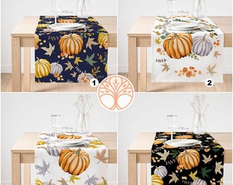 Fall Trend Table Runner|High Quality Pumpkin Table Runner|Orange Home Decor|Farmhouse Table Decor|Autumn Home Decor|Gray Pumpkin Tablecloth