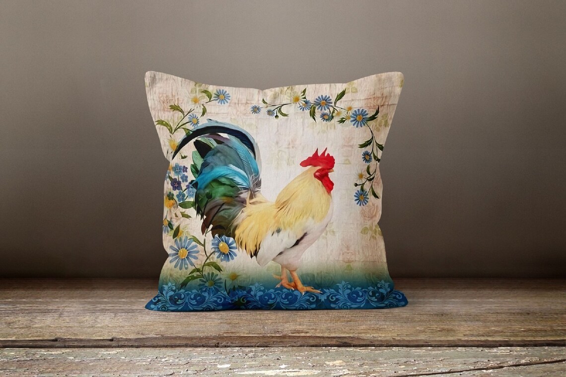 Rooster Pillow CaseSunflower Home Decor PillowHousewarming Etsy
