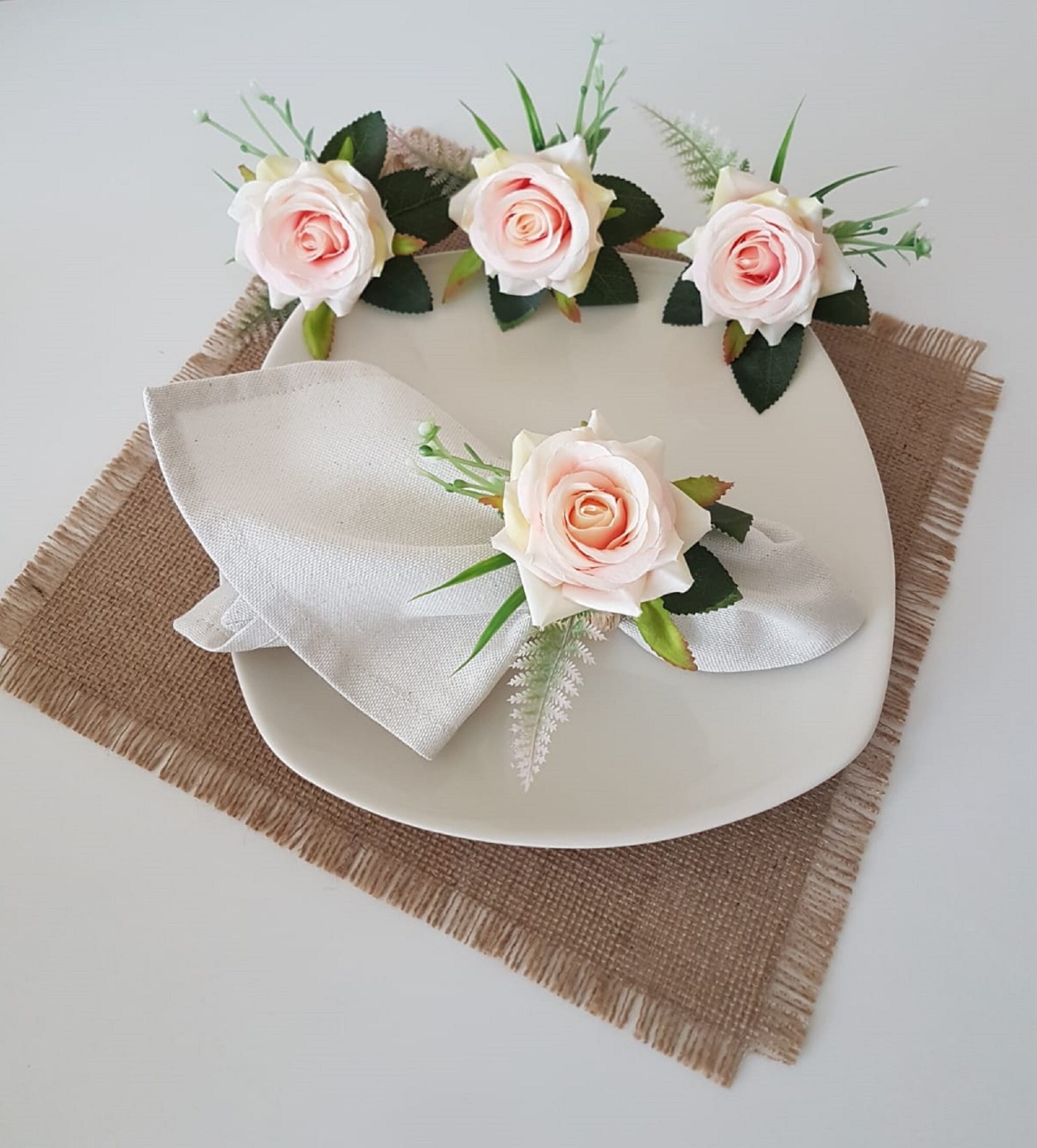 Pink Rose Napkin RingSummer Trend Napkin HolderFloral Napkin Etsy